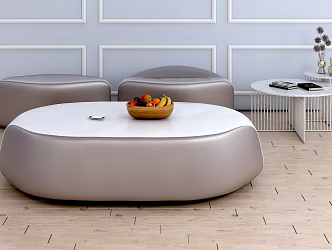 Modern sofa stool leather sofa combination 3d model