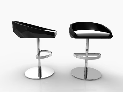 Modern Black Bar Stools With Metal Frame And Round Swivel Base Design 3d model