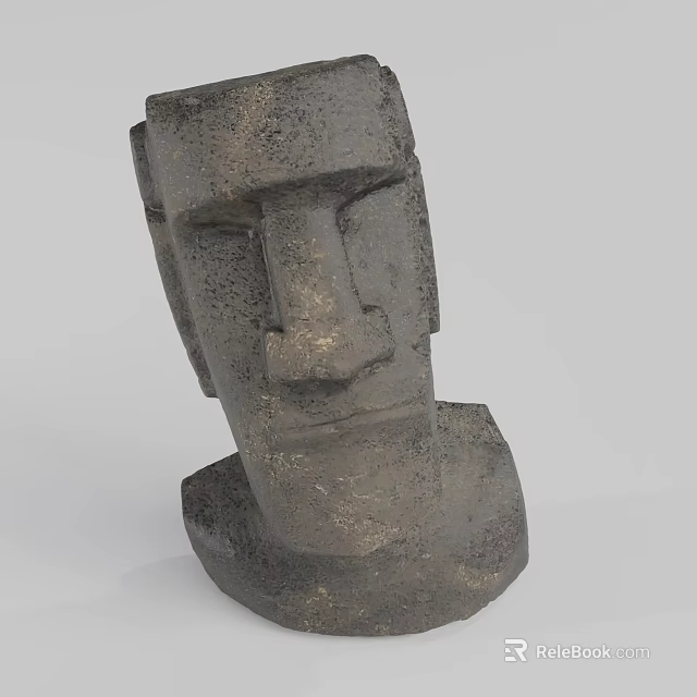 Ancient Easter Island Moai Stone Head Statue With Weathered Texture 3d model 