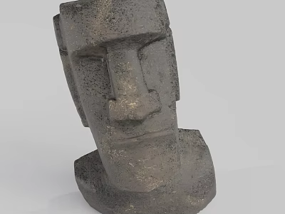 Ancient Easter Island Moai Stone Head Statue With Weathered Texture 3d model
