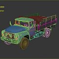 Vintage Blue Truck With Open Cargo Bed Classic Grille And Large Wheels