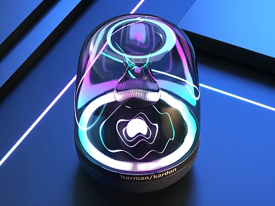 Harman Kardon Speaker With Transparent Dome Vibrant Colorful LED Lights And Modern Design 3d model