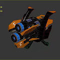 Futuristic Weapon Orange And Black With Blue Dual Barrels Techno Design Elements 3d model