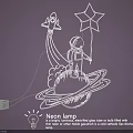 Creative Neon Lamp Set with Astronaut Star Rocket Planet Design for Kids Room Lighting