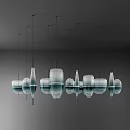 Unique Design Transparent Glass Chandeliers in Grey Room with Various Sizes Round Shades Soft Light