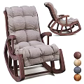 Comfortable Beige Rocking Chair With Wooden Frame And Button Tufted Padded Cushion