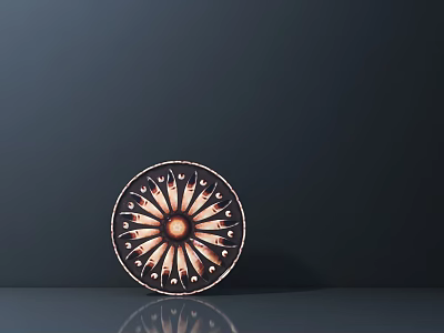 Circular Commercial Equipment With Radial Pattern And Metallic Finish On Dark Surface 3d model