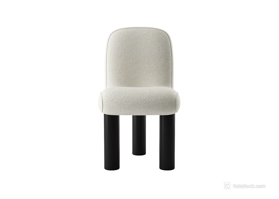 Soft Upholstered Single Chair with Light Colored Fabric and Black Legs Modern Design 3d model 