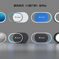 Exhibition Commercial Reception Desk with Square and Round Elements Various Styles and M Lucern Logo