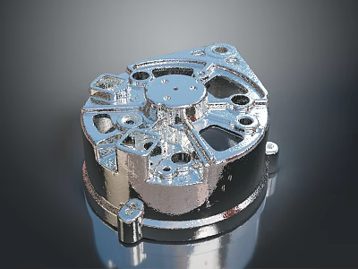 Precision Engineered Metallic Mechanical Part Featuring Detailed Holes And Industrial Structure 3d model
