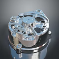 Precision Engineered Metallic Mechanical Part Featuring Detailed Holes And Industrial Structure