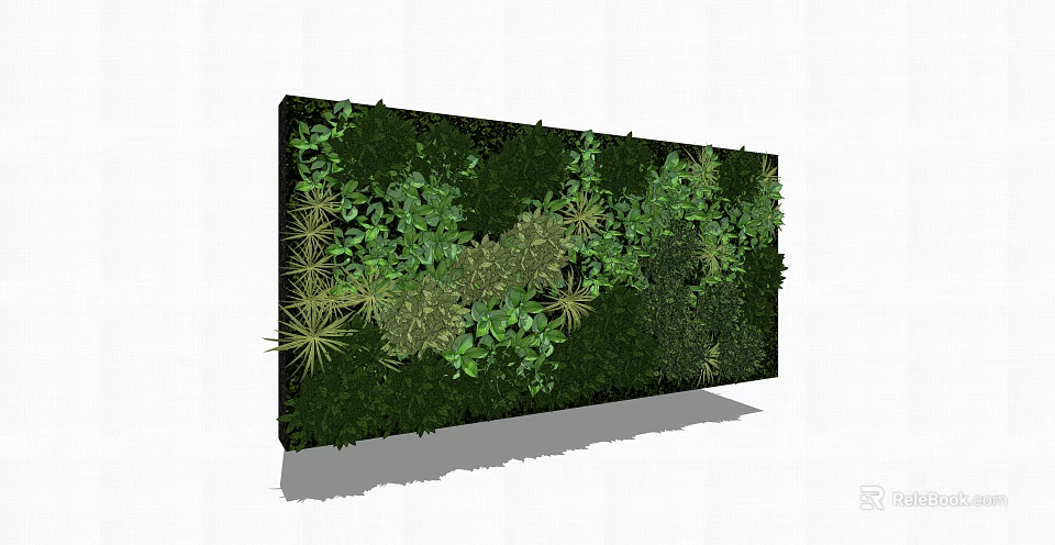 Lush Living Plant Wall with Various Green Foliage for Indoor Decoration 3d model 