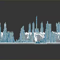 Frozen Ice Castle Scene With Blue Icy Spires And Snowy Landscape
