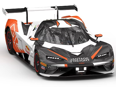 YACCO LIGHT Race Car White Black Orange With Aerodynamic Rear Wing And High Performance Design 3d model