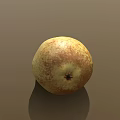 Ripe Yellow Pear With Brown Spots And Stem On Brown Background 3d model