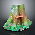 Natural Tree Stump With Green Moss And Orange Accents On Mossy Base