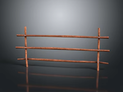 Scenic Natural Outdoor Landscape with Rustic Wooden Fence and Crossed Rails 3d model
