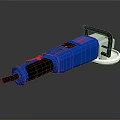 Blue Power Angle Grinder With Grinding Wheel Black Handle And Red Switch
