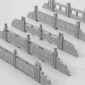 Gray Decorative Railings With Intricate Carved Designs And Multiple 3d model