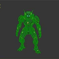 Futuristic Black And Yellow Mechanical Character With Glowing Blue Eyes And Armor