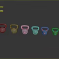 Colorful Kettlebells In Various Hues Arranged For Home Fitness Equipment