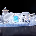 Futuristic Play Area With Slides Circular Tracks And Glowing Details