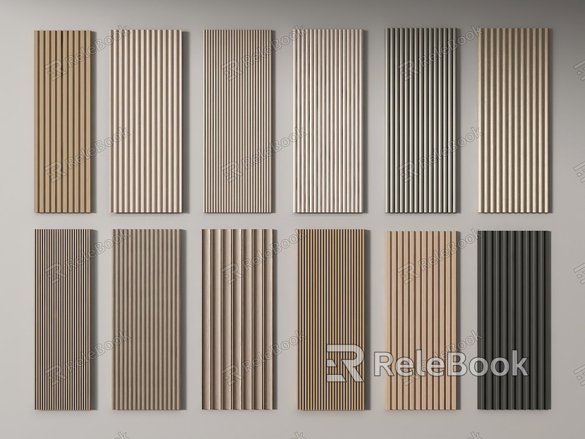 Modern wall panel Grille panel Wood veneer wall panel Background panel Decorative panel model