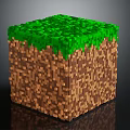 Cartoon Style Pixel Art Grass Block With Green Top And Brown Dirt Texture