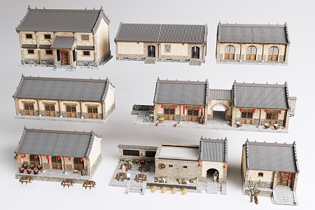 New Chinese Style Folk House Rural Folk House 3d model