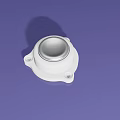 White Plastic Parts With Silver Circular Component And Ring Shape On Purple Background