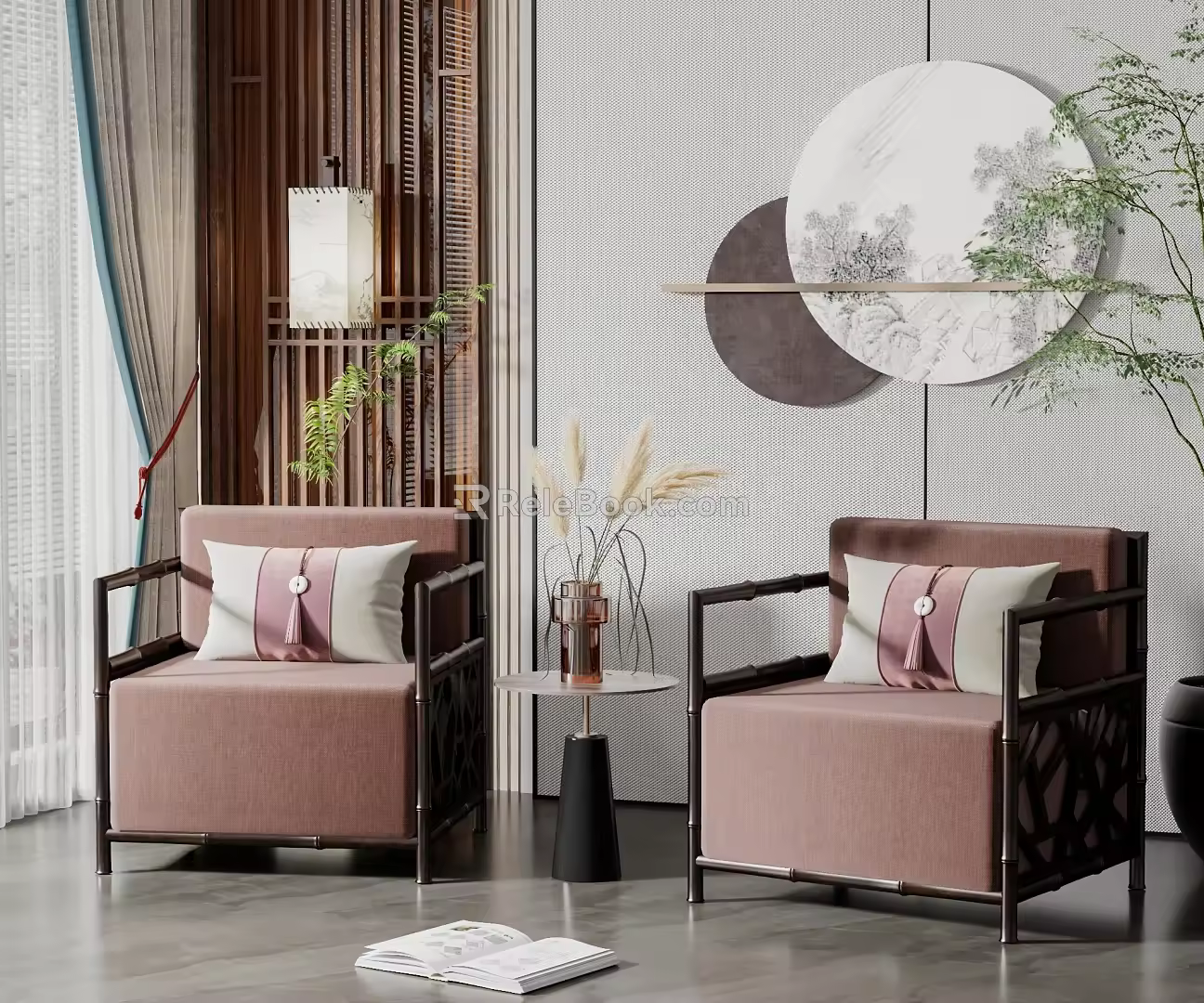 New Chinese Casual Sofa Combination Single Sofa Combination 3d model