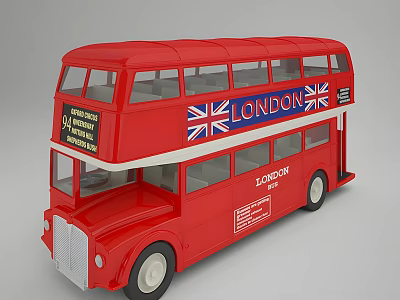 Red London Double Decker Bus With Union Jack Design And Classic Details 3d model