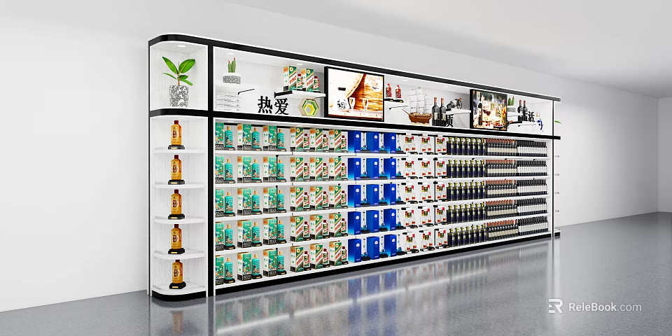 Well Organized Supermarket General Merchandise Shelves Displaying Assorted Products Like Snacks Drinks And Daily Necessities 3d model 