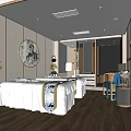 Elegant SPA Sauna Room With White Bed Sheets Round Painting Green Plants And Wooden Flooring