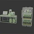 Industrial Workbench With Computer Equipment Containers And Storage Cabinet With Batteries