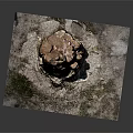 Natural Stone Rock Formation With Rough Surface Green Grass And Soil In Natural Setting