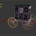 Classic Antique US Mail Carriage With Green Exterior And Large Wooden Wheels