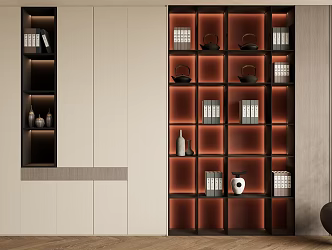 New Chinese bookcase background wall Decorative bookcase background wall 3d model