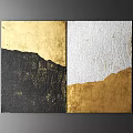 Modern Textured Wall Decor with Gold Black White Canvas Panels for Home Decoration