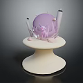 Pink Game and Movie Character Inside Purple Sphere on White Base with Transparent Cover