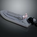 Gray Inflatable Boat Model With Pink Figure Black Motor And Seats