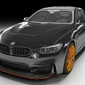 Black Two Door BMW Sports Car With Orange Wheels And Aerodynamic Front Lip