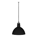 Black Minimalist Pendant Light With Long Rod And Hemispherical Shade Design