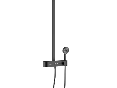 Black Modern Shower System With Handheld Head Adjustable Bar And Control Panel 3d model