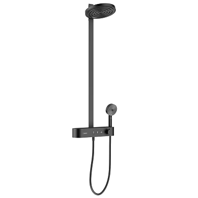 Black Modern Shower System With Handheld Head Adjustable Bar And Control Panel 3d model