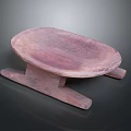 Rustic Wooden Oval Tray With Crossed Leg Support On Black Background