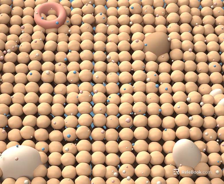 Medical Device Components Featuring Large Spherical Elements Structured Arrangement Ring And Colored Dots 3d model