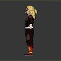 Fantasy Character With Flame Hair Brown Outfit And Fire Creature Elements