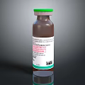 Medical Device Brown Glass Vial With Green Cap And Instruction Label