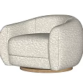 Plush Cream Colored Modern Lounge Chair With Rounded Arms And Wooden Base